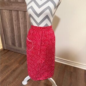 Vintage Apron Red Bandana Calico Half Ric Rac Trim Pocket Tie Waist pinup retro
